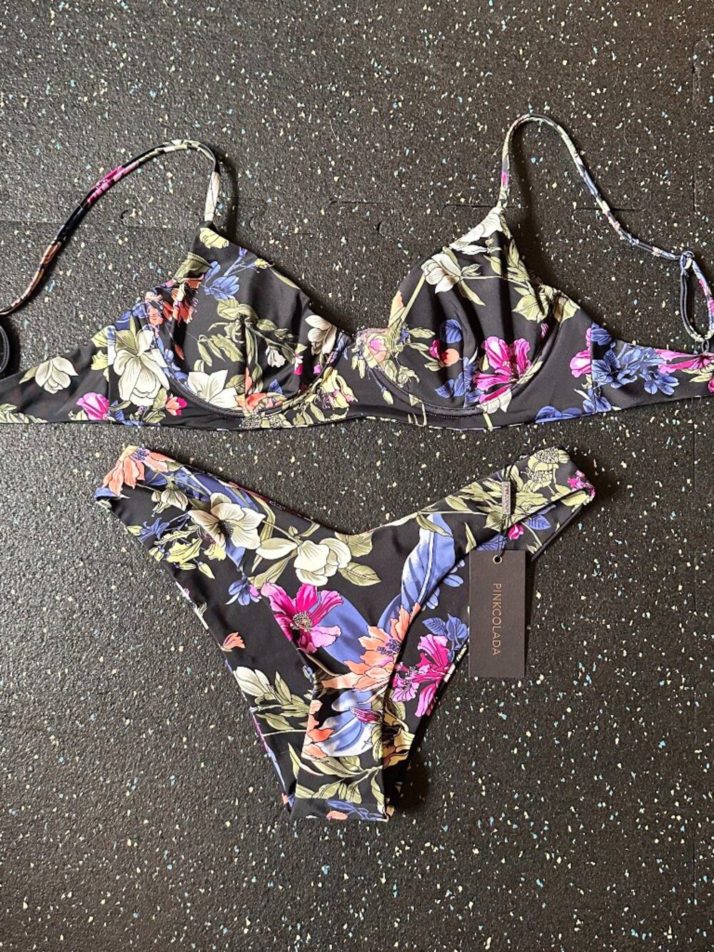 PinkColada Bikini Set in Night Floral NWT